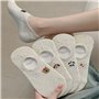 Lot de 5 paires de chaussettes invisibles pour femme avec doublure invisible - Couleur pure - Antidérapantes - Pour l'été, le qu