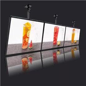 TRAGLO Panneau de Menu Mural rétroéclairé à LED 3 pièces Cadre à Clipser Mince Boîte à lumière LED Écran d'affichage de Restaura