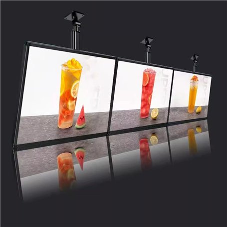 TRAGLO Panneau de Menu Mural rétroéclairé à LED 3 pièces Cadre à Clipser Mince Boîte à lumière LED Écran d'affichage de Restaura