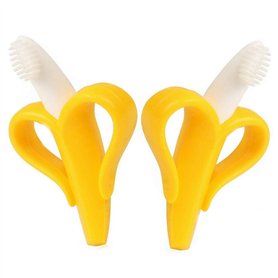 Sunnysam 2 pièces scellé bébé Banane Jouet de Dentition Doux Silicone Infantile Formation de Dentition Brosse à Dents
