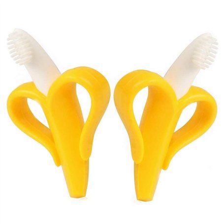 Sunnysam 2 pièces scellé bébé Banane Jouet de Dentition Doux Silicone Infantile Formation de Dentition Brosse à Dents