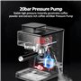 ZyKnaurral Machine à Expresso Chaud et Froid 20 Bars avec mousseur à Lait Machine à café à Vapeur pour Lattes Simples ou Doubles