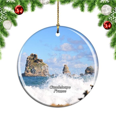 Weekino France Guadeloupe Décoration de noël Arbre de Noël Ornement Suspendu Pendentif Ville Voyage Collection Souvenirs Porcela