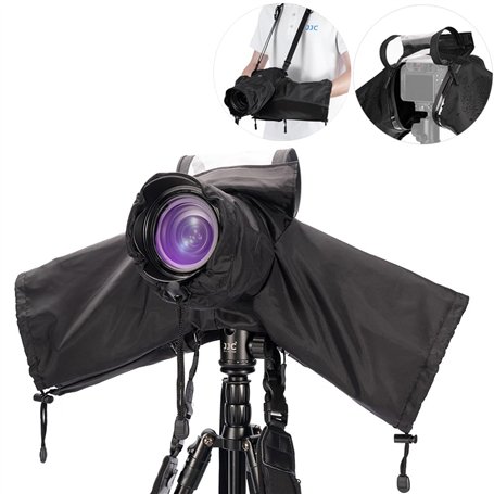 JJC Housse de Pluie en Nylon pour Appareil Photo et objectifs Canon Sony Nikon ≤ 230 mm de Longueur – Sangle et trépied montable
