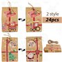 24PCS Boîtes Cadeaux de Noël avec Ficelles Jutes Pochettes Emballage Cadeau Boîtes Bonbons Chocolat pour Fête Noël Anniversaire 