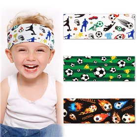 3pcs Bandeaux Large Cheveux Garçon Headband Serre Tête Élastique Forme Football TrophéeDessin Animé Vert Blanc Noir Bandeau de C