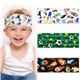 3pcs Bandeaux Large Cheveux Garçon Headband Serre Tête Élastique Forme Football TrophéeDessin Animé Vert Blanc Noir Bandeau de C