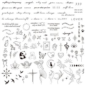 BETESSIN 100Pcs Tatouages Ephémères Tatouages Temporaires Femmes Fille pour Visage Corps Main