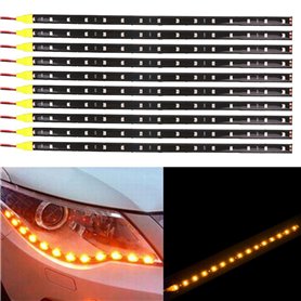 TABEN Lot de 10 bandes lumineuses LED 12 V pour voiture et moto 30 cm Ambre 1210-15SMD