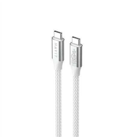 Câble USB-C vers USB-C Havit CB6290 Blanc Gris 1 m
