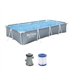 Piscine hors sol rectangulaire Steel Pro™ imprimée graphique 366 x 201 x66 cm