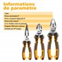 INGCO Jeu de Pinces 3Pcs, Cr-V, avec Design de l'Effet de Levier Elevé, Pince Universelle 200mm, Pince Coupante Diagonale 180mm,