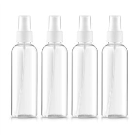 Beito 4Pcs Flacon Spray Vide 100ml Vaporisateur Fine Brume de Voyage Bouteille Transparent en Plastique Contenant Liquide pour C