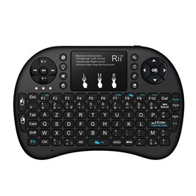 Rii Mini i8+ Wireless (AZERTY) - Mini Clavier Française Rétro-éclairé Ergonomique sans Fil avec Touchpad - Pour Smart TV