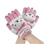 Femme Fille Gants Hiver Moufles en Plein Air Gants Tricotés à Laine Chauds Thermique Doigts Complets Cartoon Kitty Gants Ecran T