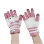 Femme Fille Gants Hiver Moufles en Plein Air Gants Tricotés à Laine Chauds Thermique Doigts Complets Cartoon Kitty Gants Ecran T