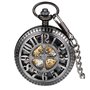 JewelryWe Montre de Poche Gousset Squelette Croix Chiffres Mécanique Manuel Pendentif Collier Alliage Fantaisie pour Homme et Fe