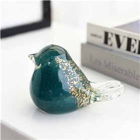Art de glaçage coloré oiseau vert foncé moineau pigeon hirondelle figurine en verre soufflé à la main presse-papier en verre sou