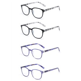 JM Lot de 4 Lunettes de Lecture Charnière à Ressort Verre de Presbyte Hommes Femmes Lunettes de Vue +2.0 Paquet de 2 Gris et Paq