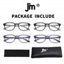 JM Lot de 4 Lunettes de Lecture Charnière à Ressort Verre de Presbyte Hommes Femmes Lunettes de Vue +2.0 Paquet de 2 Gris et Paq