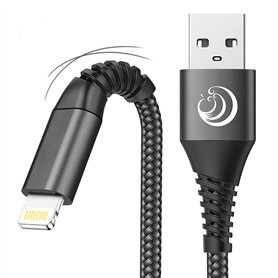 Câble Chargeur [1m+2m/Lot de 2] Certifié MFi Chargeur iPhone Nylon Tressé Câble Fil Lightning Charge Rapide Cordon pour iPhone 1