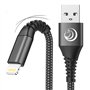 Câble Chargeur [1m+2m/Lot de 2] Certifié MFi Chargeur iPhone Nylon Tressé Câble Fil Lightning Charge Rapide Cordon pour iPhone 1
