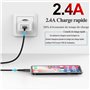 Câble Chargeur [1m+2m/Lot de 2] Certifié MFi Chargeur iPhone Nylon Tressé Câble Fil Lightning Charge Rapide Cordon pour iPhone 1