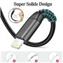 Câble Chargeur [1m+2m/Lot de 2] Certifié MFi Chargeur iPhone Nylon Tressé Câble Fil Lightning Charge Rapide Cordon pour iPhone 1