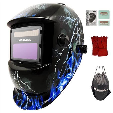 WELDMALL Vraie Couleur Énergie Solaire Casque de soudage à assombrissement Automatique avec et 2 Capteurs de Filtre pour Le soud