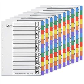 Create idea Lot de 10 intercalaires A4 extra larges multicolores 11 trous en polypropylène renforcé avec onglets de couleur pour