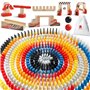Dorjee - D3.400 - Jeu de Domino Rally coloré en Bois 115 pièces - avec élements de Circuits et Sac en Coton - pour Enfants à par
