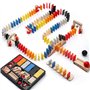 Dorjee - D3.400 - Jeu de Domino Rally coloré en Bois 115 pièces - avec élements de Circuits et Sac en Coton - pour Enfants à par