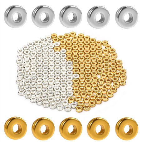 SAVITA 200 Pièces 6mm Perles Intercalaires Plates avec Trous