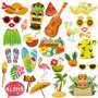 30pcs Accessoire Photobooth Hawaii Kit Hawaïen Photographique Luau Flamant Fête Plage Décoration d’été pour Vacances Mariage Ann