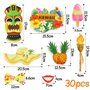 30pcs Accessoire Photobooth Hawaii Kit Hawaïen Photographique Luau Flamant Fête Plage Décoration d’été pour Vacances Mariage Ann