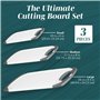 HOMWE Lot de 3 planches à découper en plastique pour cuisine avec poignées faciles à prendre en main et rainures pour jus