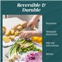 HOMWE Lot de 3 planches à découper en plastique pour cuisine avec poignées faciles à prendre en main et rainures pour jus