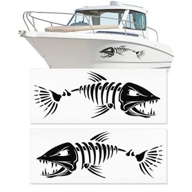 Lot de 2 autocollants en forme de squelette de bateau – Autocollants de décoration pour canoë