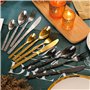 CAOPAOTI Ensemble de couverts de table noirs pour 6 personnes, Set de couvert acier inoxydable, Ménagères 24 pièces, Lave-vaisse