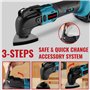 ONEVAN outil multifonction sans fil, scie oscillante brushless avec 2,0ah batterie ed 22 accessoires, angle oscillant 4 °, outil