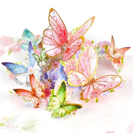 DERAYEE Carte Pop-Up Papillons sur Fleurs
