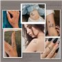 3 Feuilles Tatouage Temporaire Français Faux Tatouage Ephémère Etanche Couleur Noire Décoration Fête Cadeau pour Femme Fille