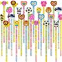 SULOLI 24pcs Crayons Enfant de Dessin Animé avec Gomme，Cadeau d'Anniversaire de Fête de Gadget de Crayon d'Enfant (Couleur/Style