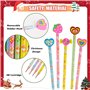 SULOLI 24pcs Crayons Enfant de Dessin Animé avec Gomme，Cadeau d'Anniversaire de Fête de Gadget de Crayon d'Enfant (Couleur/Style