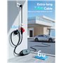 Osoeri EV Chargeur Type 2, 11KW Portable Chargeur Voiture Électrique 6/8/10/13/16A Courant Commutable avec LCD, 7.7M Charge Temp