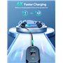 Osoeri EV Chargeur Type 2, 11KW Portable Chargeur Voiture Électrique 6/8/10/13/16A Courant Commutable avec LCD, 7.7M Charge Temp