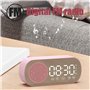 cigemay Réveil avec Haut-parleur Bluetooth/lumière Rétroéclairée/écran Miroir, Horloge Numérique Rose avec Radio FM Portative Ch