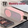 cigemay Réveil avec Haut-parleur Bluetooth/lumière Rétroéclairée/écran Miroir, Horloge Numérique Rose avec Radio FM Portative Ch
