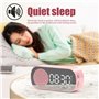 cigemay Réveil avec Haut-parleur Bluetooth/lumière Rétroéclairée/écran Miroir, Horloge Numérique Rose avec Radio FM Portative Ch