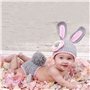 Ensemble pour nouveau-né fille/garçon Crochet Costume pour photo Tenue avec bonnet Lapin gris